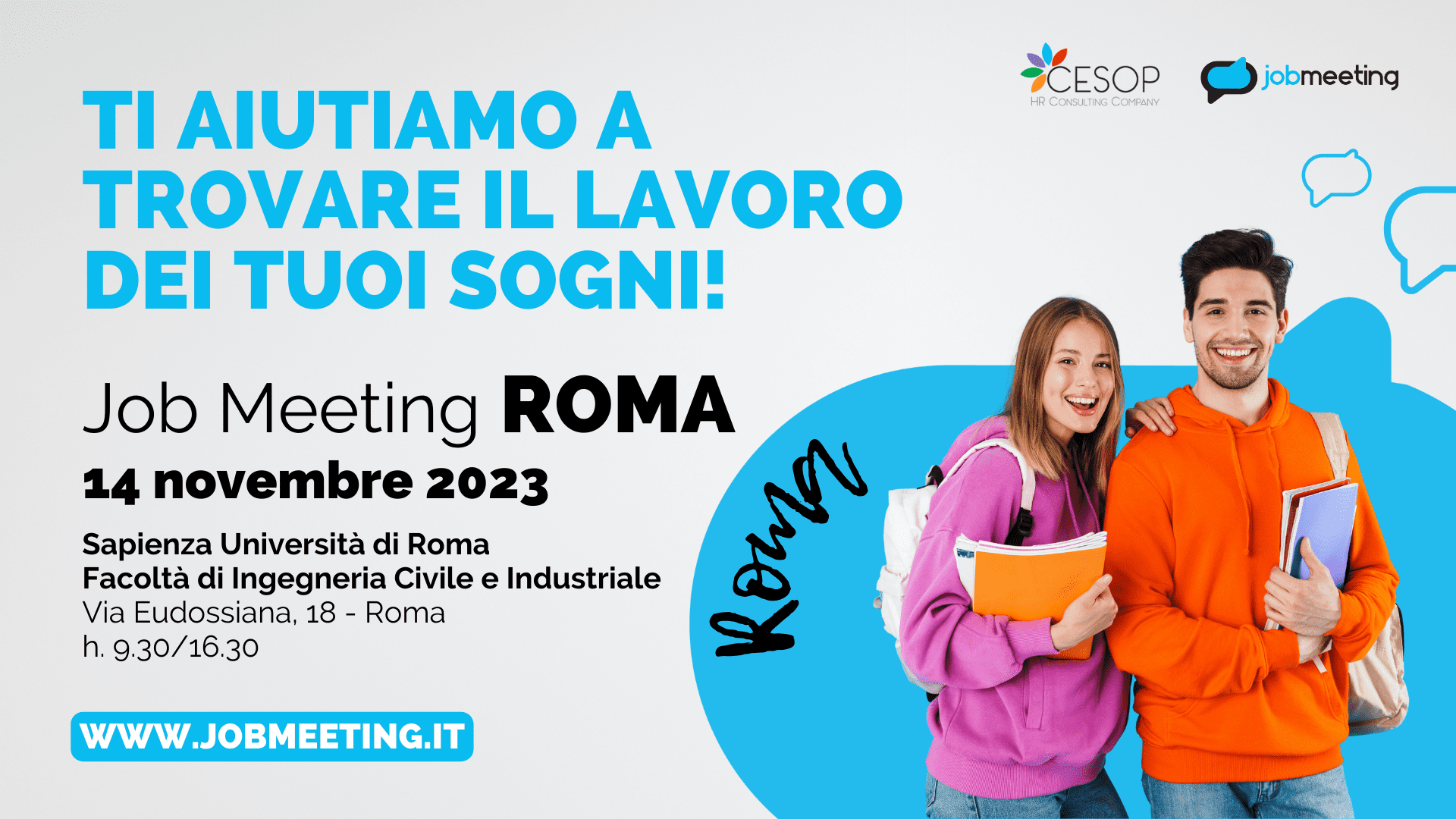 Roma, Job Meeting sta tornando: il 14 novembre ti aspettiamo!